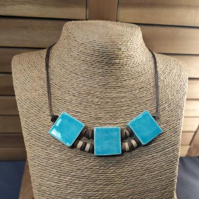 Collier 3 carrés Turquoise